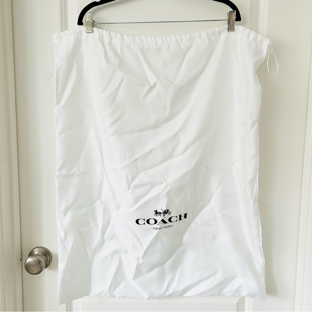 COACH Drawstring White Satin Dust Bag Cover 24x30 Black Logo Storage‎ Travel